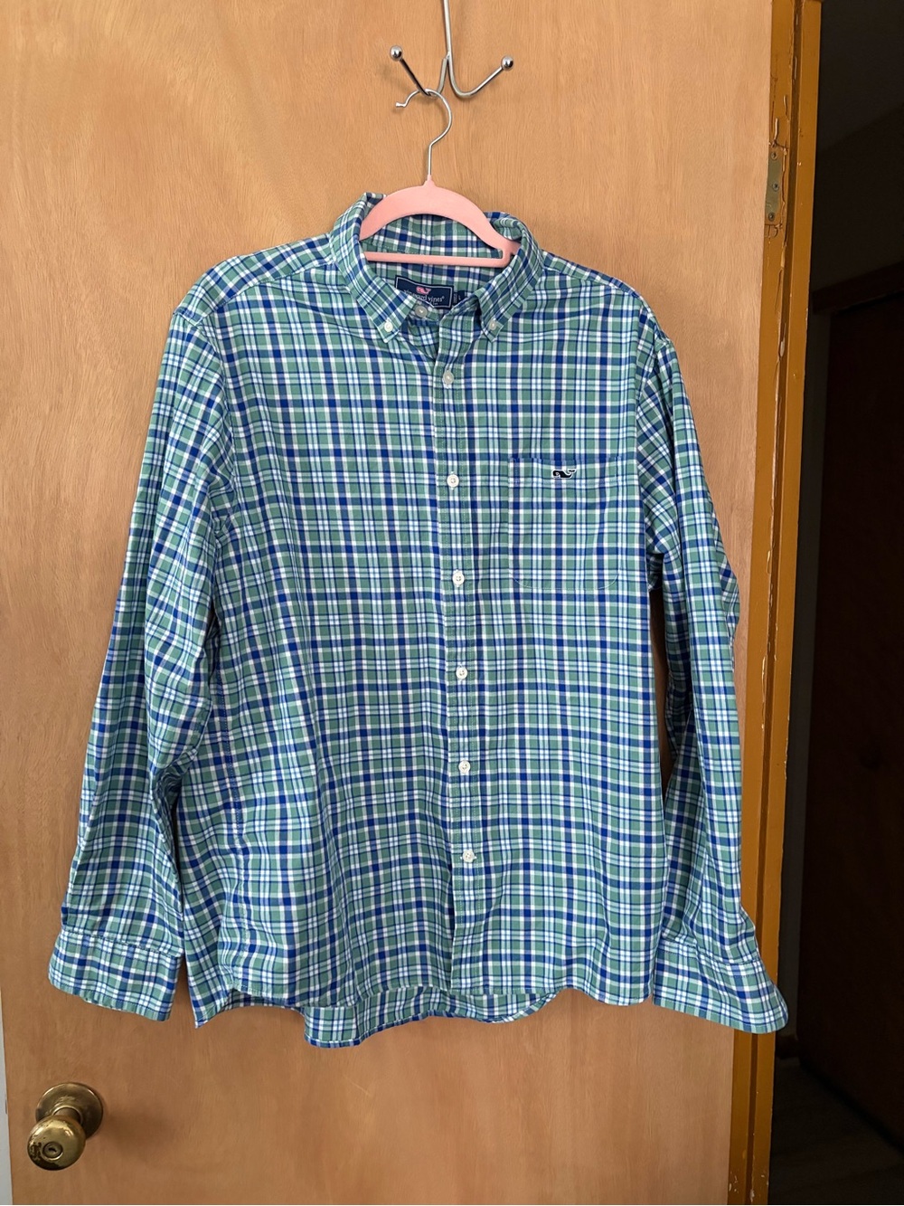 Vineyard Vines Green and Blue Plaid Button-Down Shirt